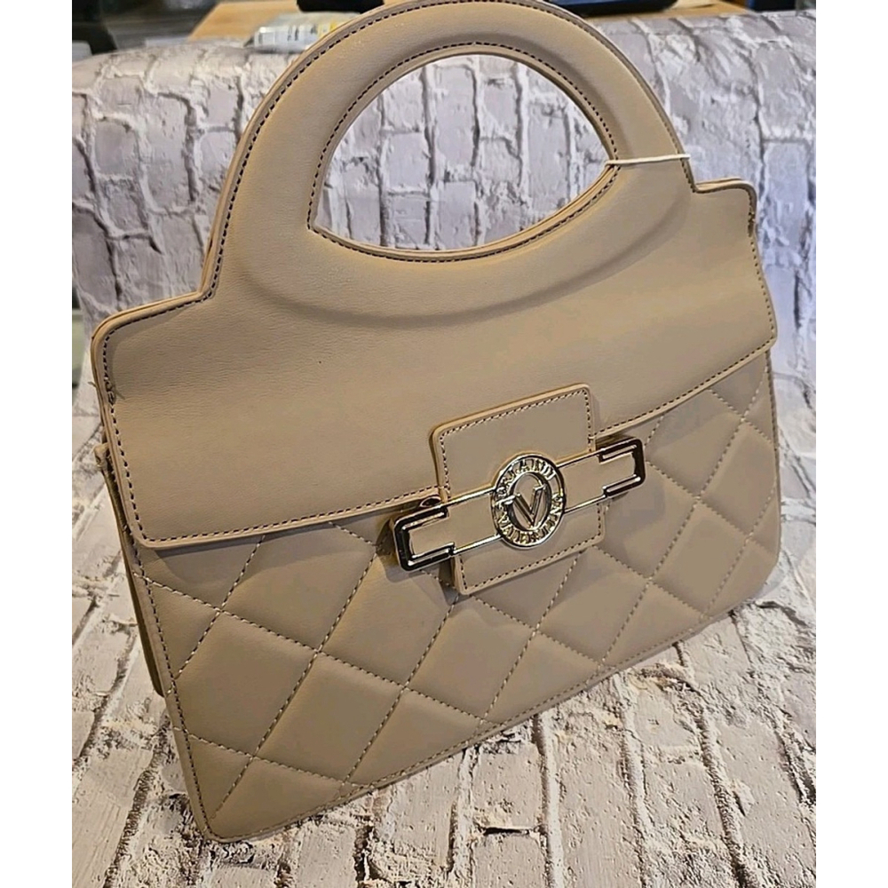 Valentino Orlandi Vegan Leather Nude Handbag Crossbody Quilted V-2002 MSRP $179